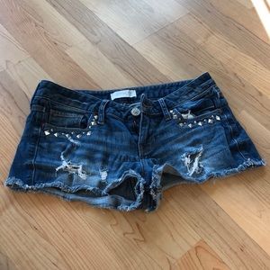 Express Cutoff Studded Denim Shorts